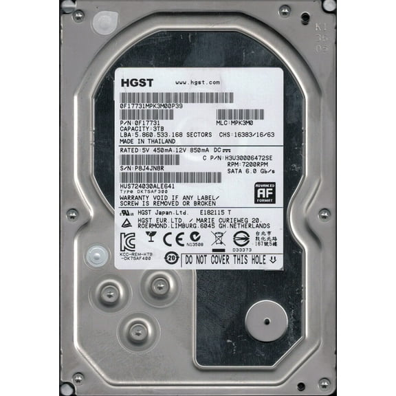HGST HUS724030ALE641 P/N: 0F17731 MLC: MPK3M0 3TB