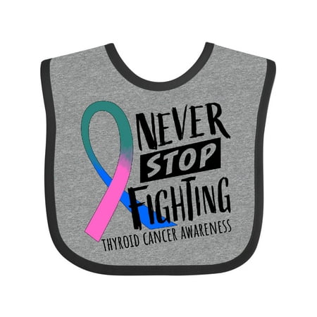 

Inktastic Never Stop Fighting Thyroid Cancer Awareness Ribbon Gift Baby Boy or Baby Girl Bib