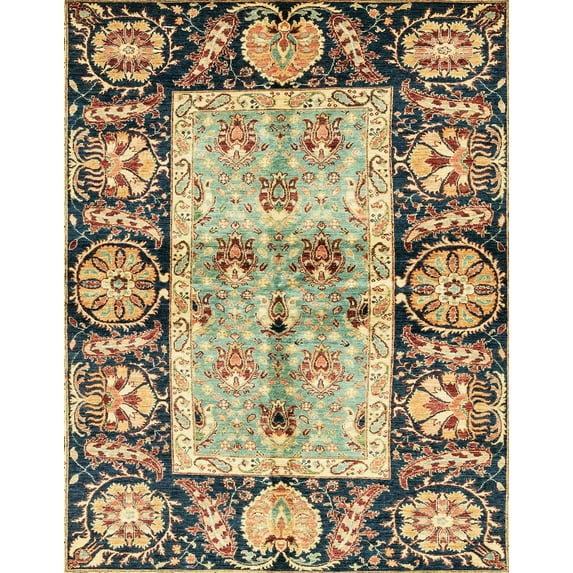 Ahgly Company Indoor Rectangle Abstract Yellow Oriental Area Rugs, 4' x 6'
