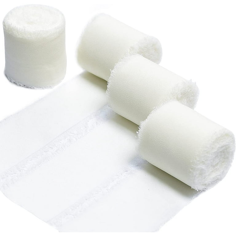 White Silk Chiffon Ribbon, 2 Wide Handmade on a Spool for