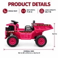 thumbnail image 3 of FUPOJH 12V Ride On Dump Truck for Kids, Electric Truck, Electric Construction Vehicle Toy with Electric Dump Bed, Parents Remote, Bluetooth, Ages 3-5,Pink, 3 of 10
