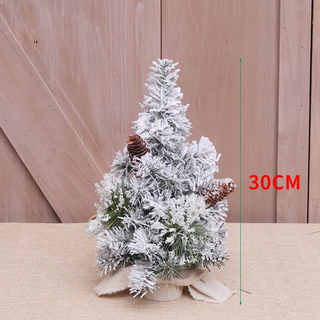 Árbol de Navidad con nieve flocada, decoración navideña, decoración para el hogar, ventana, escritorio, mostrador, adornos de regalo navideño
