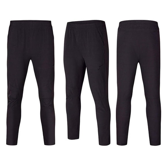DPTALR George Men's Casual Breathable Running Pants with Zipper Pocket Elastic Waist,Black Big and Tall Men M
