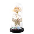thumbnail image 1 of Fleur Rose Dorée Creuse Papillon Fond en Verre Simulation Cadeau de la Saint-Valentin Décoration Ornements, 1 of 1