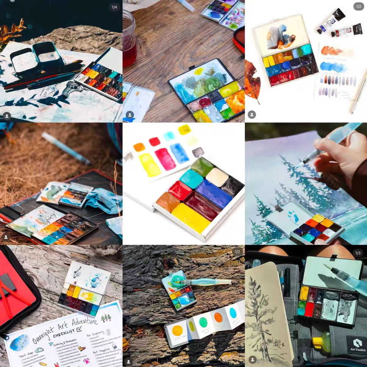 Tn Travel Watercolor Box Portable Packaging Acuarela Palette Magnetic Grid Combination Color Palette Beginner Painting