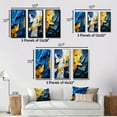 thumbnail image 4 of Designart "Ukrainian Dreamscapes Abstract in Blue and Yellow I" Abstract Painting Framed Wall Art Set Of 3 - Gold Modern Frame Canvas Set For Living Room Decor, 4 of 6