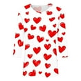 thumbnail image 4 of YUEHUA 3/4 Sleeve Blouses for Women Casual Cozy Soft O Neck Valentine's Day I Love You Printed T-Shirts Teacher Valentine Shirt Tees Tops, 4 of 4