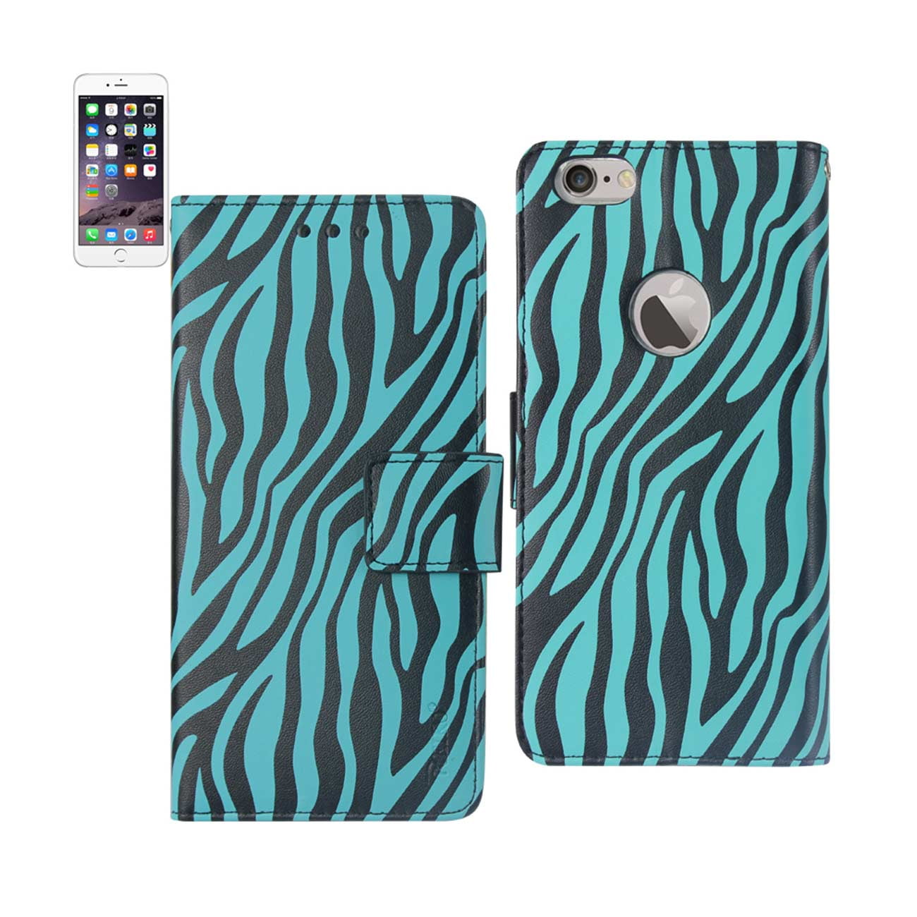 Iphone 6 Plus 3 in 1 Animal Zebra Print Wallet Case In Blue Walmart 