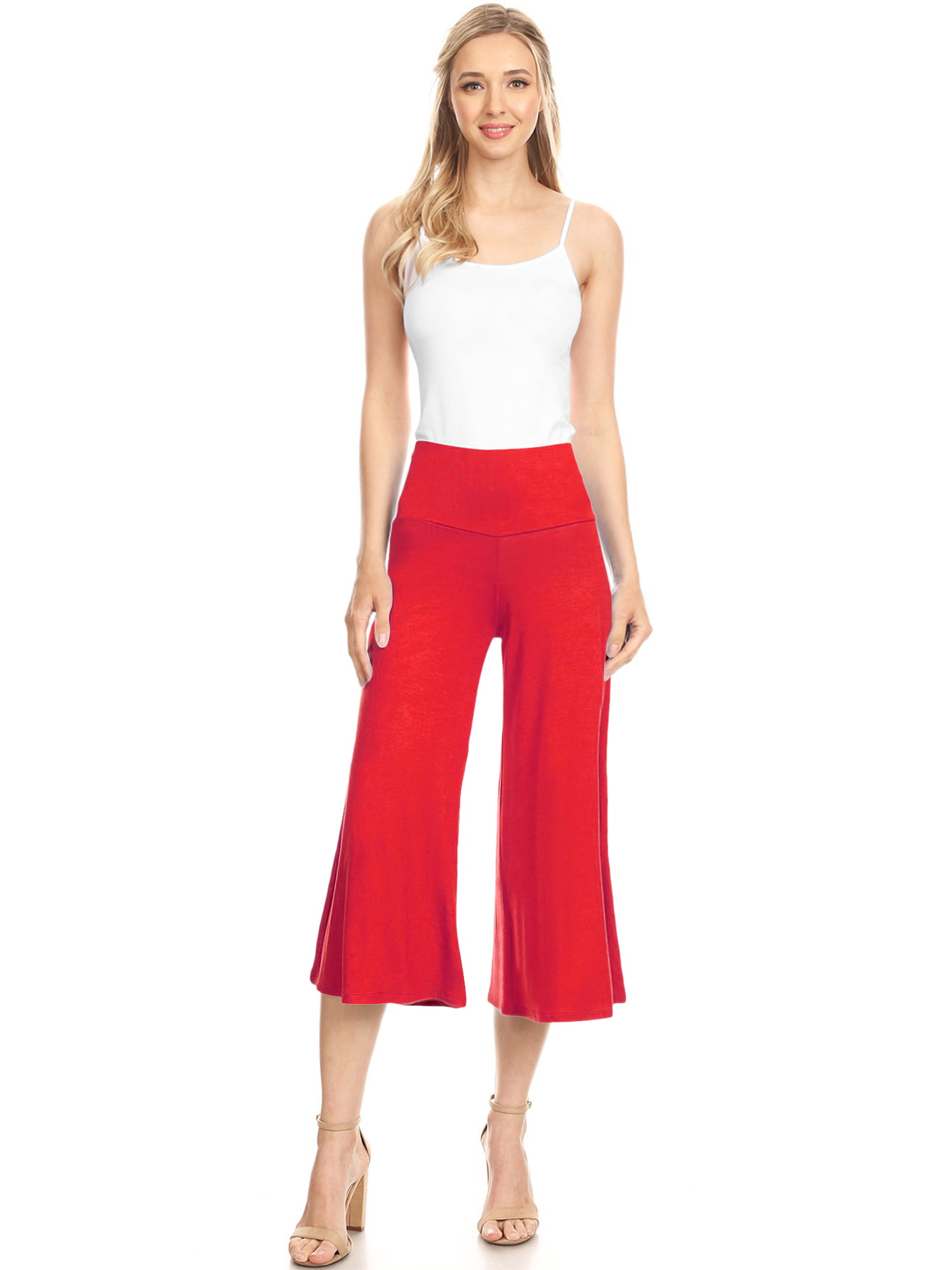L Women\'s Pants RED by Made Culottes Knit Johnny