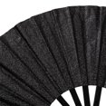 thumbnail image 4 of Ventiladores de mano plegables Tkocisa, paquete de 2 unidades, grandes, con purpurina negra (33/63,5 cm), 4 of 7