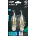 thumbnail image 2 of Feit Enhance CA10 (Flame Tip) E26 (Medium) LED Bulb Daylight 60 Watt Equivalence 2 pk, 2 of 2