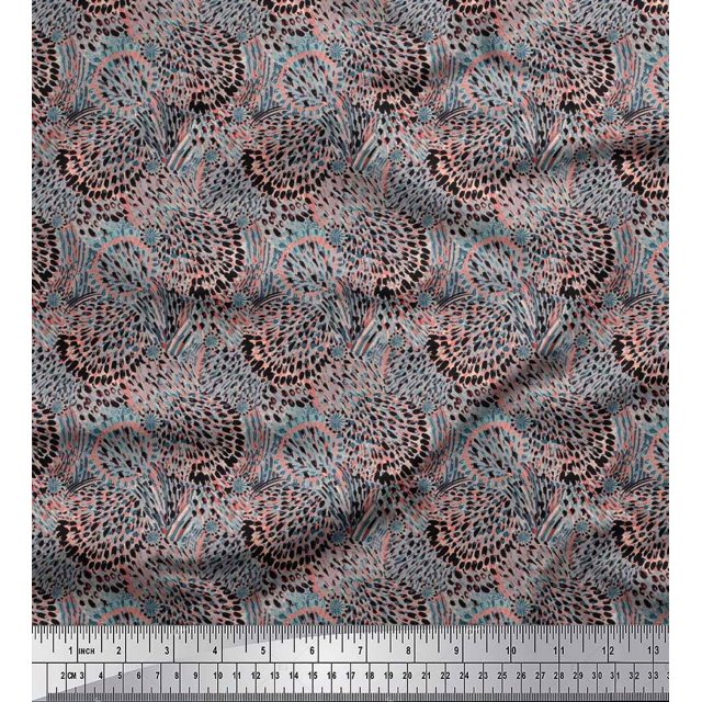 Soimoi Polyester Crepe Fabric Brush Stroke Abstract Print Fabric by The Yard 42 Inch Wide