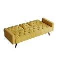 thumbnail image 6 of Aukfa Velvet Futon Sofa Bed with Cup Holder & Pillow for Home Office, Yellow, 6 of 10