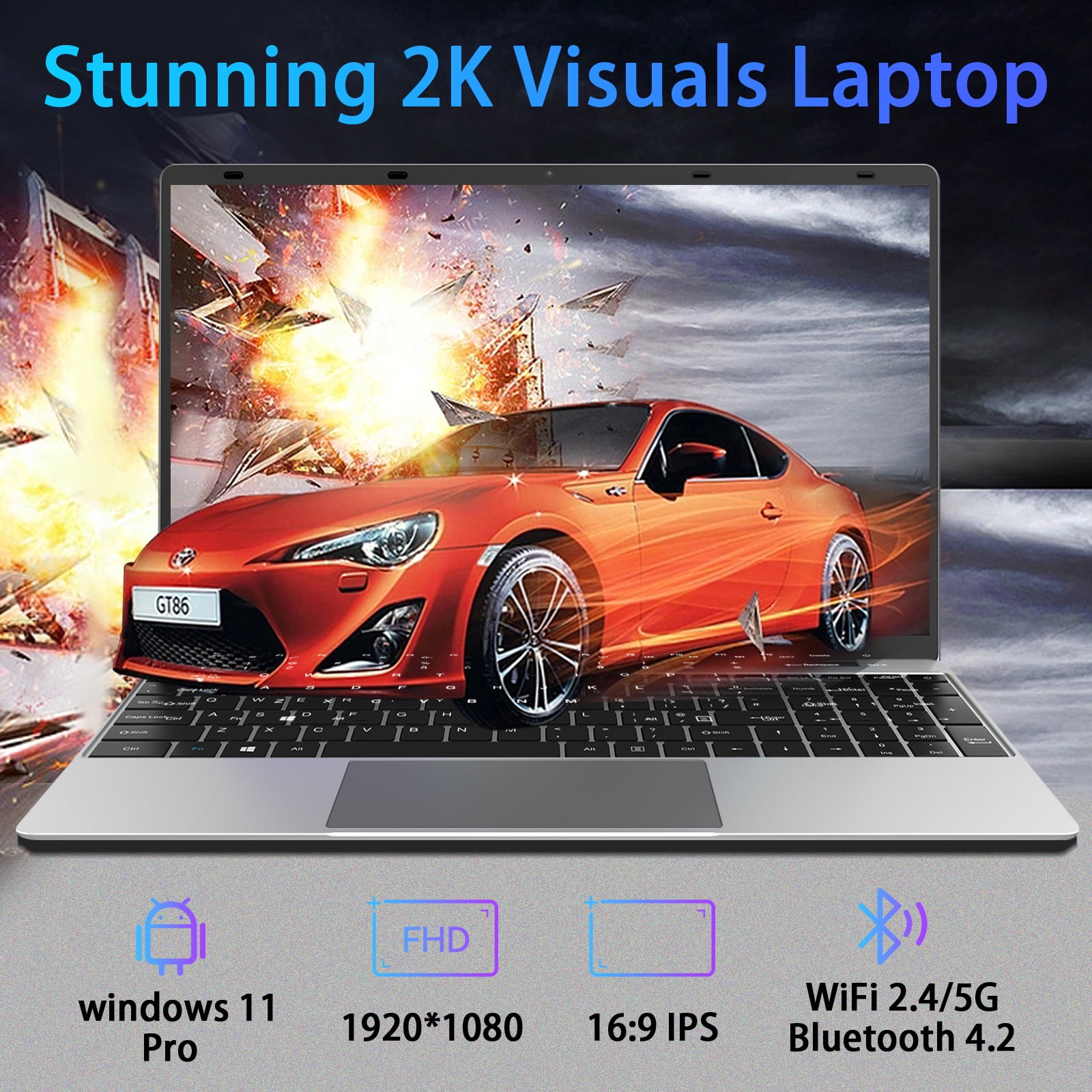 15.6in Windows 11 Pro Laptop, 8GB DDR4 512GB SSD Computer, Intel Celeron, 1920*1080 IPS Screen