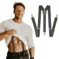 thumbnail image 7 of GASTROPOD Suspenders for Men Elastic Polyester Strap Adjustable Length Suspenders for Men Heavy Duty 3 Clips Pure Color Men's Suspenders 2.5x100cm,Light Gray, 7 of 7