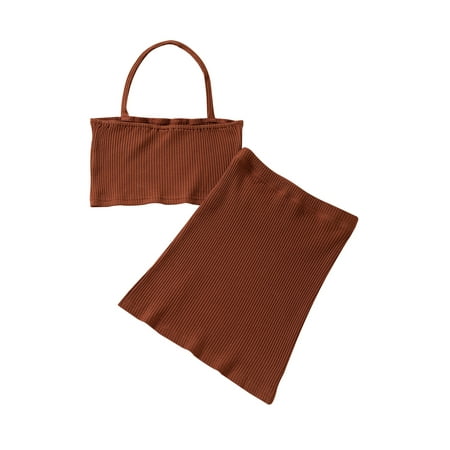 

Gupgi Summer Toddler Kid Girl Sets 2pcs Halter Vest Tops Elastic Skirts