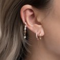 thumbnail image 4 of Anygolds 14K Real Solid Gold Spike Drop Huggie Earring, Diamond CZ Cartilage Upper-lobe Helix Tragus Conch Hinge Huggie Hoop Ear Piercing Jewelry - MBJ4288-CZY Yellow Gold, 4 of 7