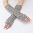 thumbnail image 6 of PMVFHDE Autumn Winter Knitted Fingerless Gloves Women Short Style, Warm Arm Sleeves for Cold Season Grey,One Size, 6 of 6