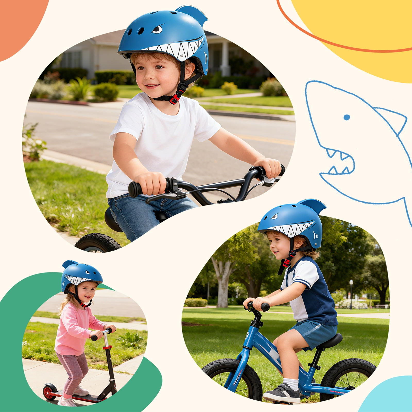 KORIMEFA Kids Bike Helmet,Toddler Skateboard Helmets for Ages 2-3-5-8 Years Boys Girls, Adjustable Multi-Sport Bicycle Skateboarding Football Roller Skating Scooter Rollerblade Balance Bike Helmet
