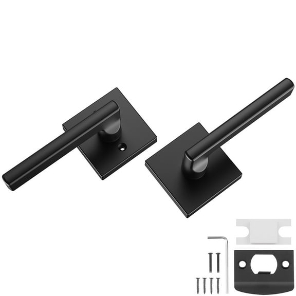 KFFKFF Passage Door Handles 1-Pack Matte Black Door Lever Interior Non-Latching