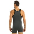 thumbnail image 5 of Kaerm Mens Wrestling Singlet Leotard Bodysuit One Piece Vest Jumpsuit Romper Pajamas Nightwear Gray M, 5 of 7