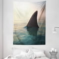 thumbnail image 1 of Fishing Theme Tapestry, Marine Landscape with Shark Fin Above Ocean Water Natural View on the Sea, Wall Hanging for Bedroom Living Room Dorm Decor, 60W X 80L Inches, Multicolor, by Ambesonne, 1 of 2
