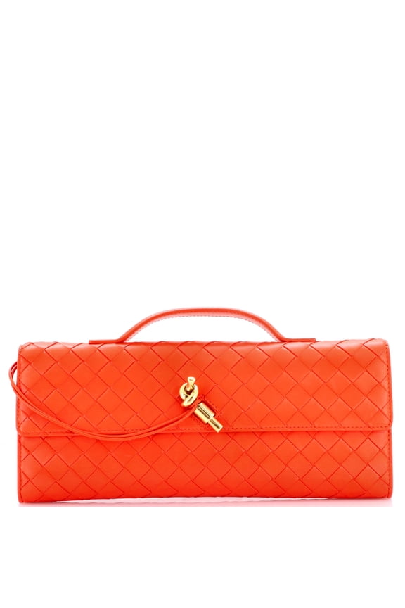 Pre-Owned Andiamo Top Handle Clutch Intrecciato Nappa Long By Rebag
