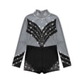 thumbnail image 2 of iixpin Kids Girls Rhinestone Ballet Dance Gymnastic Leotard Short Unitard Jumpsuit Figure Ice Skating Costume Silver Grey 8, 2 of 7