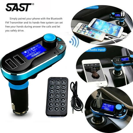 SAST bluetooth Car Kit Music Player Radio Transmitter Hands free Car MP3 Player FM Modulator Audio Player 2.1A Dual USB Slot Car for iPhone/Android/Tablet + Remote (Best Music Player For Android Tablet)
