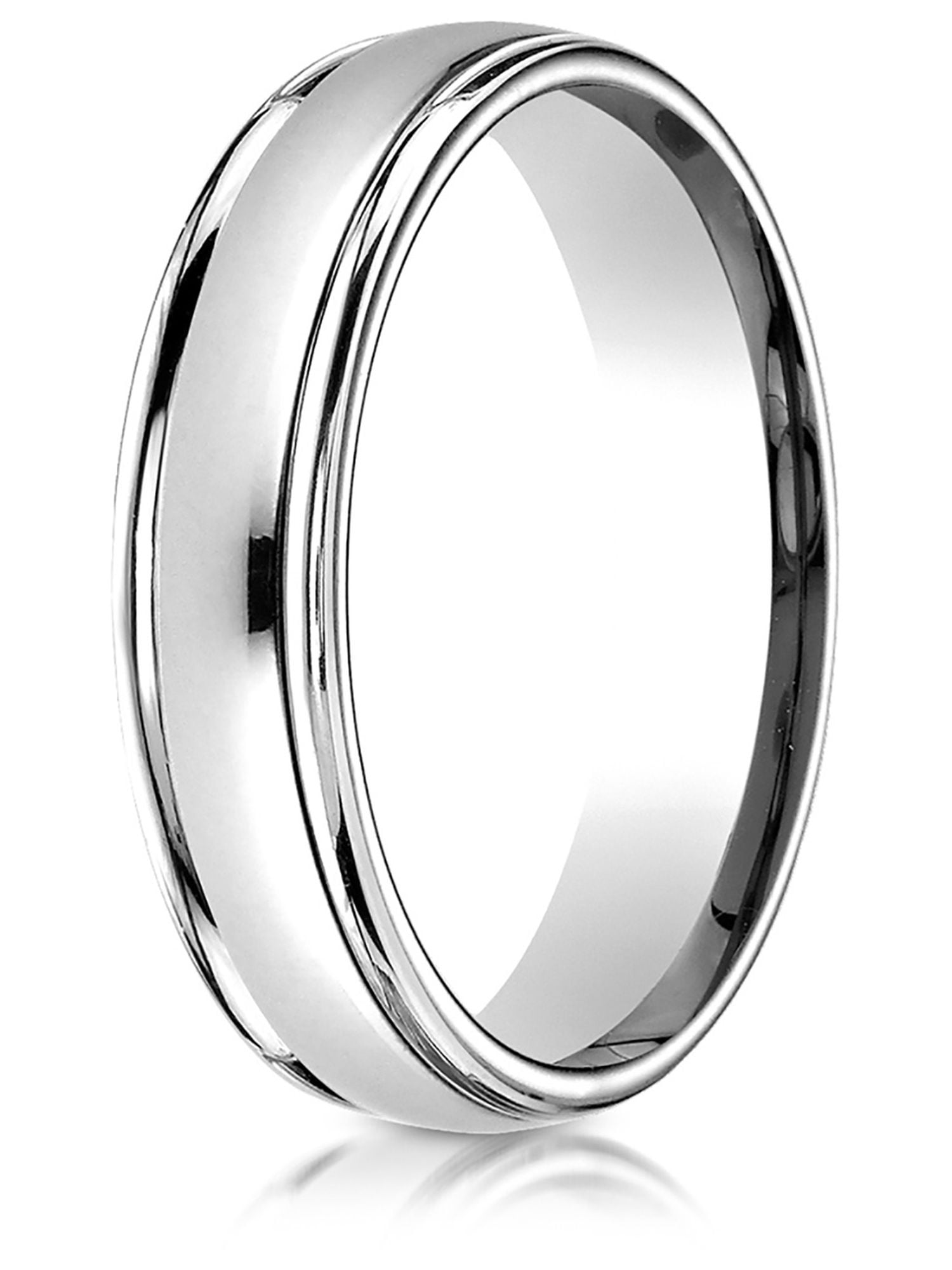 Benchmark 14K White Gold 2mm High Polished Carved Design Wedding Band Ring Sizes 4-15 