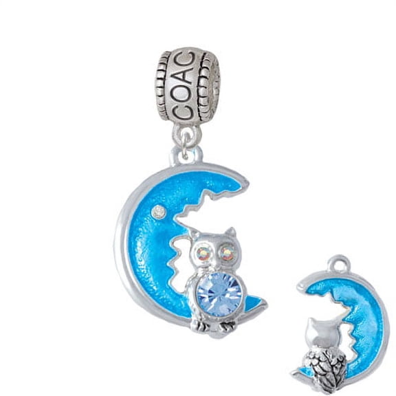 Large Blue Owl on Hot Blue Moon - Coach Charm Bead