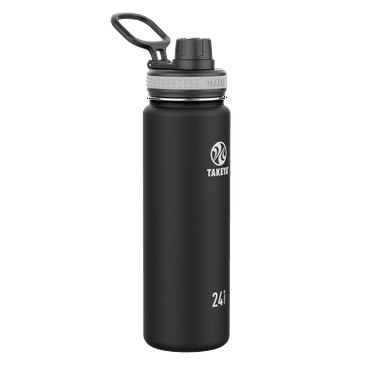 Takeya Originals 24 oz Black Double Wall Vacuum Insulated Stainless Steel Water Bottle with Wide Mouth and Flip-Top Lid