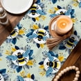 thumbnail image 3 of Teal Green Bees Farmhouse Table Runner 70 Inches, Spring Summer Botanical Flowers Bed Runner Dresser Scarves Tabletop for Indoor Outdoor Parties/Ceremony/Banquet, 13" x 70", 3 of 9