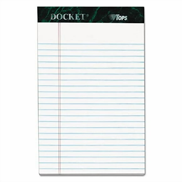 TOPS 63366 Docket Ruled Perforated Pads, 5 x 8, Narrow, White, 50 Sheets, 6/Pack