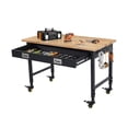 thumbnail image 1 of Bingirl 48x24 Inch Heavy Duty Adjustable Workbench with Rubberwood Top - 2000LB Capacity Mobile Garage Workstation with Drawers, 1 of 6