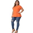 thumbnail image 3 of DARING DIVA Women's Plus Size Round Neck Lace Panel Blouses 4X Orange, 3 of 6