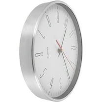 LABSERRON Wall Clock Silver Brushed Aluminum Minimalist Wall Clocks For Living Room 1Set 11Inch