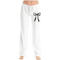 thumbnail image 2 of AUNVITO Women's Bow Print Elastic Waist Drawstring Pants Casual and Fashionable, 2 of 5