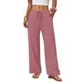 thumbnail image 5 of BUIGTTKLOP Wide Leg Pants for Women Flowy Palazzo Drawstring Elastic Waist Pant Summer Beach Trousers with Pockets, 5 of 6