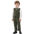 thumbnail image 3 of Pimfylm Baby Outfits Boy Baby Boys Gentleman Outfits Shorts Sets,Infant Shirt + Shorts + Bow Tie + Suspenders 3PCS Green,Size for 6-12 Months, 3 of 9