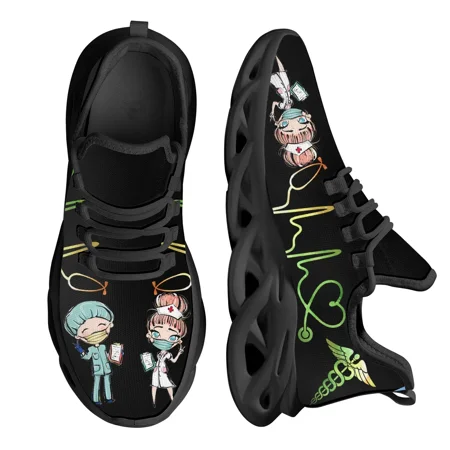 

Women White Nursing Shoes Cute Cartoon Nurse Doctor Healthcare Brand Design Ladies Mesh Flats Sneakers Zapatillas