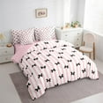 thumbnail image 3 of jejeloiu Kawaii Bowknot 7-Piece Bedding Comforter Set,Cartoon Bowtie Bow King Bedding Sets,Pink Geometric Stripes Bed Sheets For Girl,Breathable Home Decor Reversible, 3 of 8