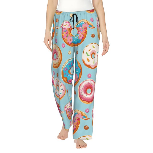 Balery Colorful Donut Pantalones de pijama para mujer, pijamas ultraligeros, pantalones de estar por casa-XX-Large