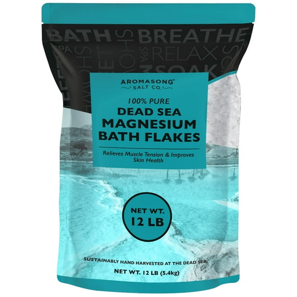 Aromasong Magnesium Flakes, 100% Pure, from The Dead Sea, Highly Concentrated Raw Magnesium Bath Soak, 5443g