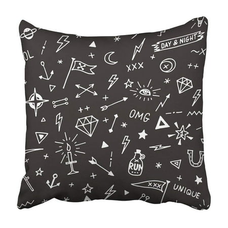 BPBOP Doodle Pattern With Old School Tattoo Black And White Diamond Anchor Drawn Hand Hipster