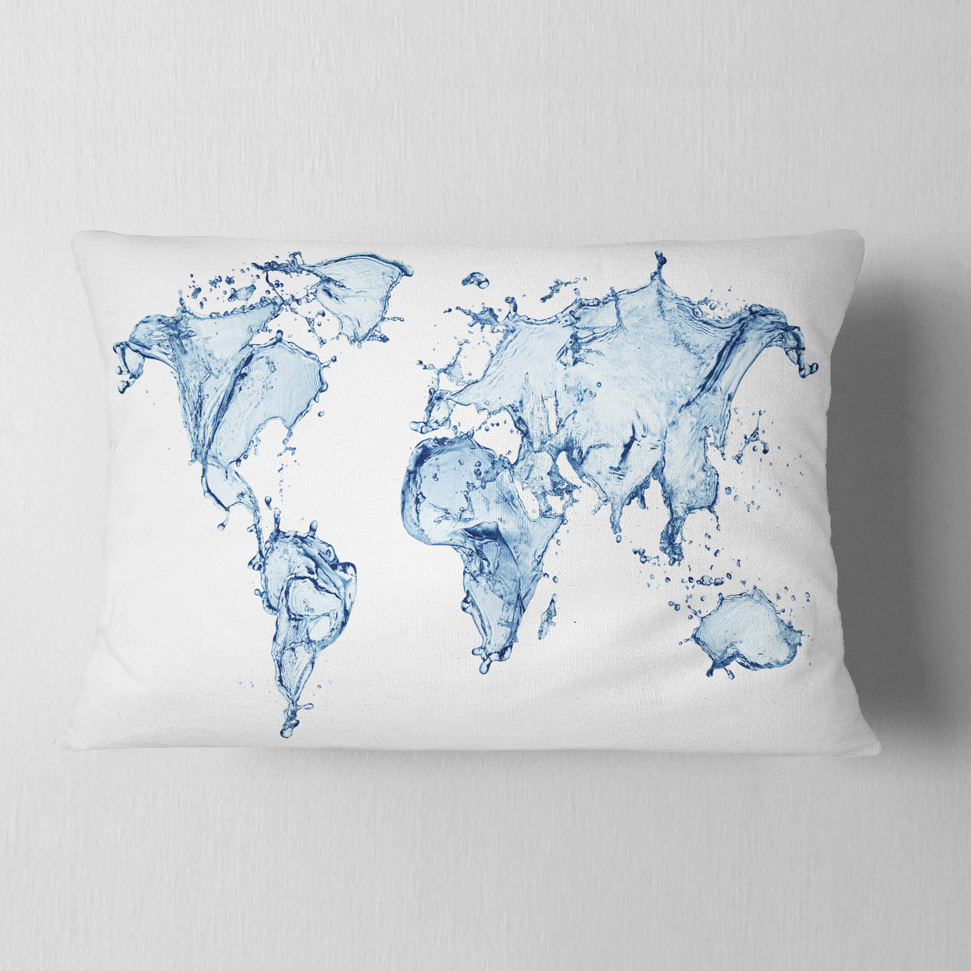 Designart World Map Water Splash - Abstract Map Throw Pillow - 12x20