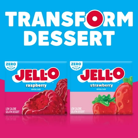 (3 pack) (3 Pack) Jell-O Raspberry Sugar Free Gelatin Mix, 0.3 oz Box