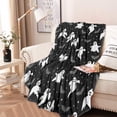 thumbnail image 2 of Black Halloween Ghosts Bats and Stars Round Blanket,Comfortable Soft Flannel Throw Blanket,All Season,Warm Lightweight Blankets for Sofa Bed Couch Living Room Chair 60"x60", 2 of 5