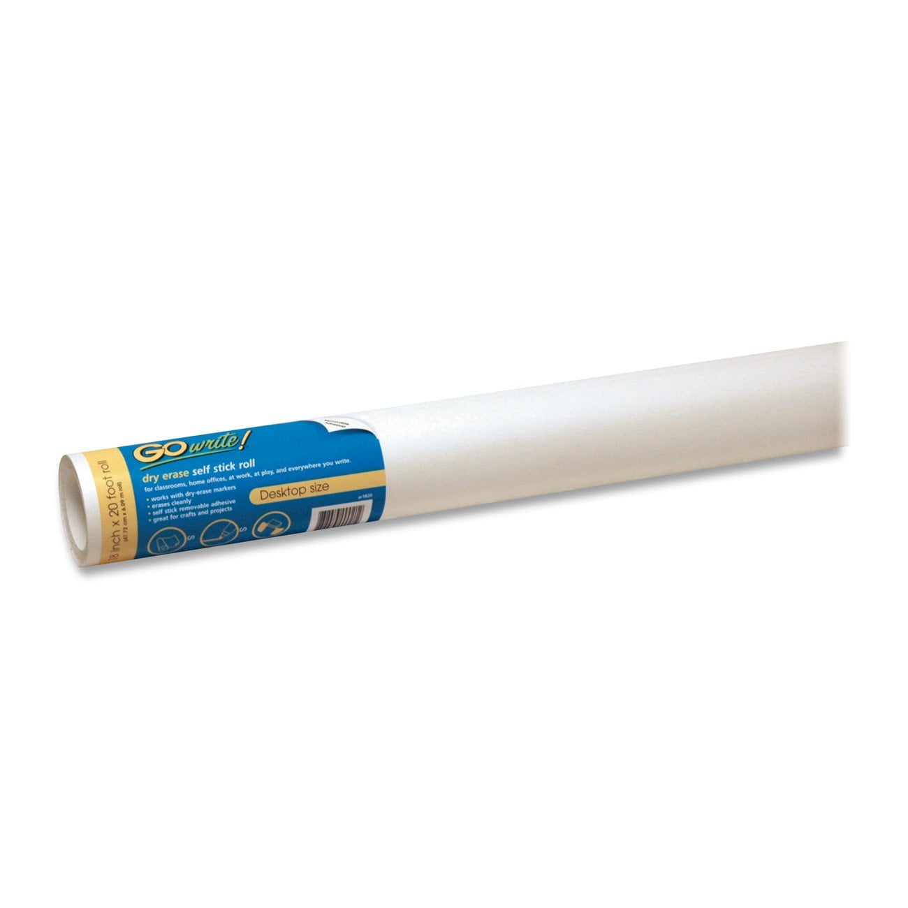 GoWrite! PACAR1820 SelfAdhesive Dry Erase Roll, White, 18" x 20', 1