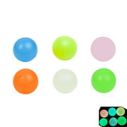 Wiland Fidget Toys 6 Pack, 1.77" Grow in the Dark Toys Ball, Glow Squishy Stress Balls, Gobbles Sticky Balls, Stress Relief Balls for Adults and Kids ( Yellow, Blue, White, Green, Orange, Pink)